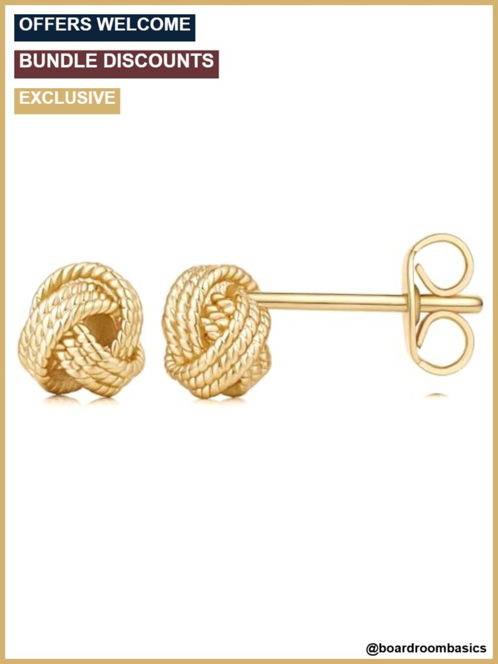 14K Gold Plated Knot Stud Earrings Woven Twist